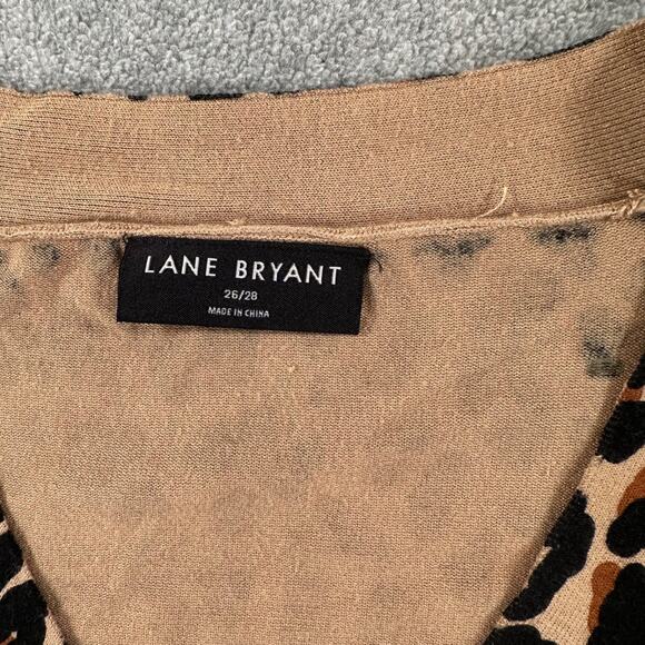 Lane Bryant Leopard Print Ruched Side Sweater Top Size 26/28 V-Neck Brown Black - Picture 5 of 9